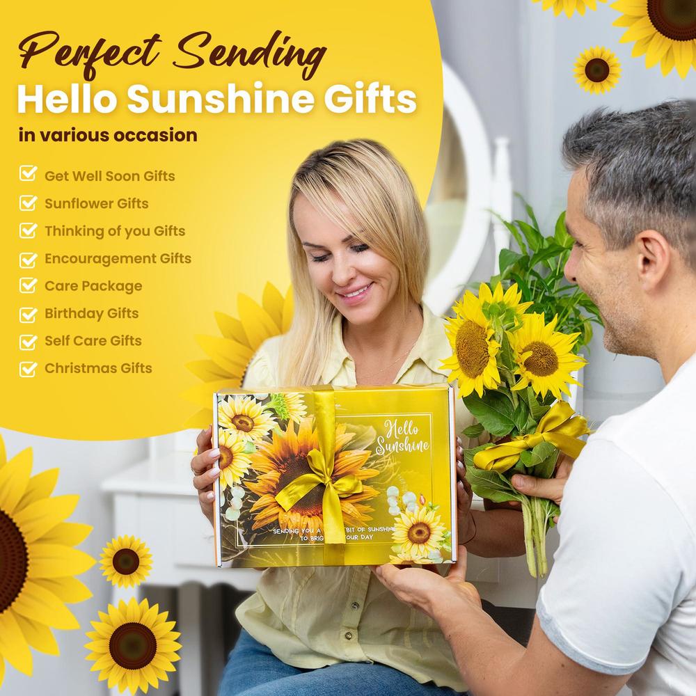 zairaa sunflower gifts for women - sending sunshine gifts 11pcs, self care package with accessories, jewelry - get well soon 