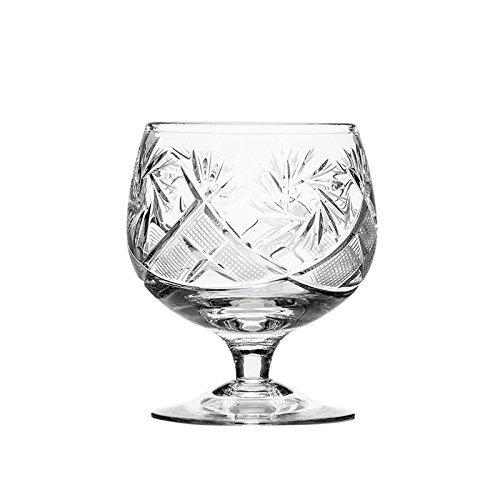 Neman set of 6 russian cut crystal cognac brandy whiskey snifters goblets, handmade glassware
