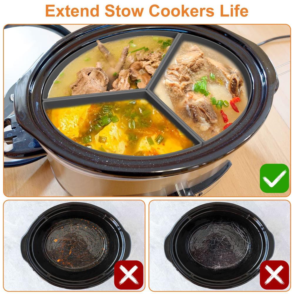 JSMKJ slow cooker liners, slow cooker silicone liners, for 6 qt crockpot, reusable crock pot liners, easy clean & dishwasher safe c