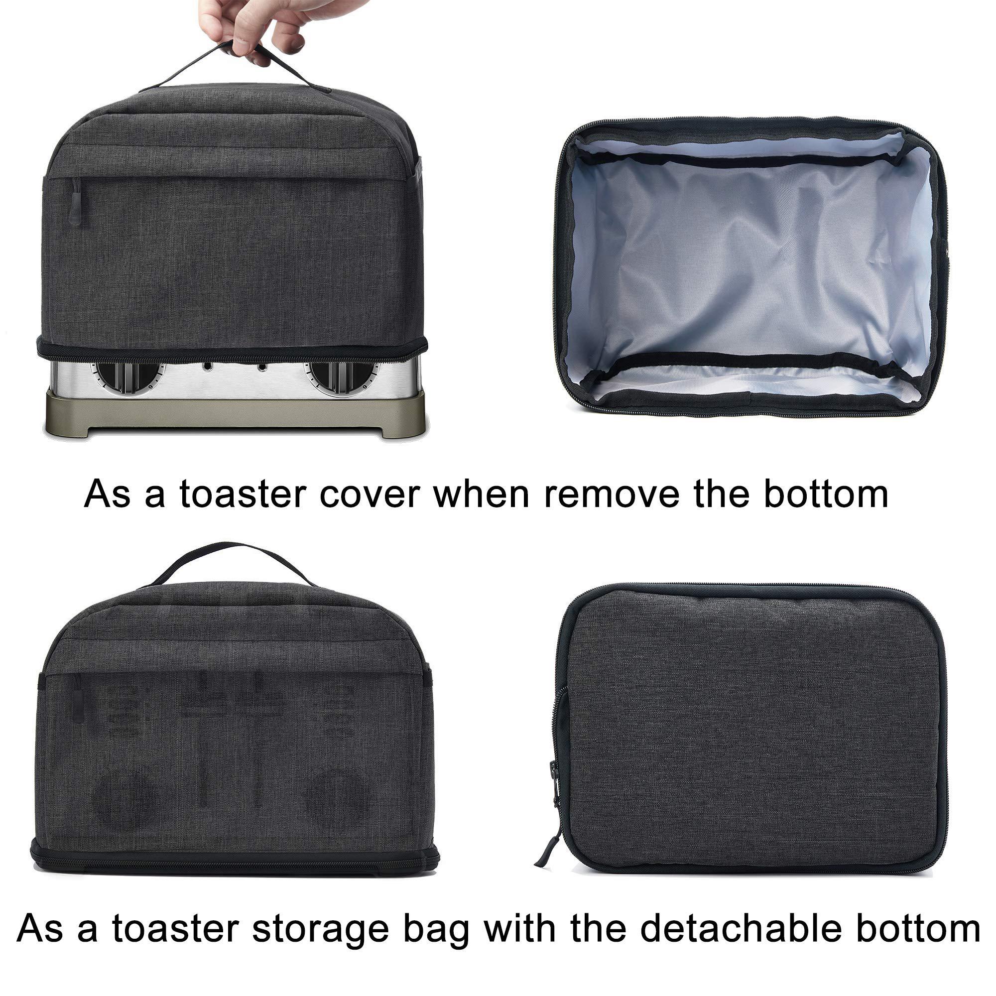 BGD vosdans 4 slice toaster cover with removable bottom 2-in-1 toaster bag with pockets toaster storage bag with handle, dust and