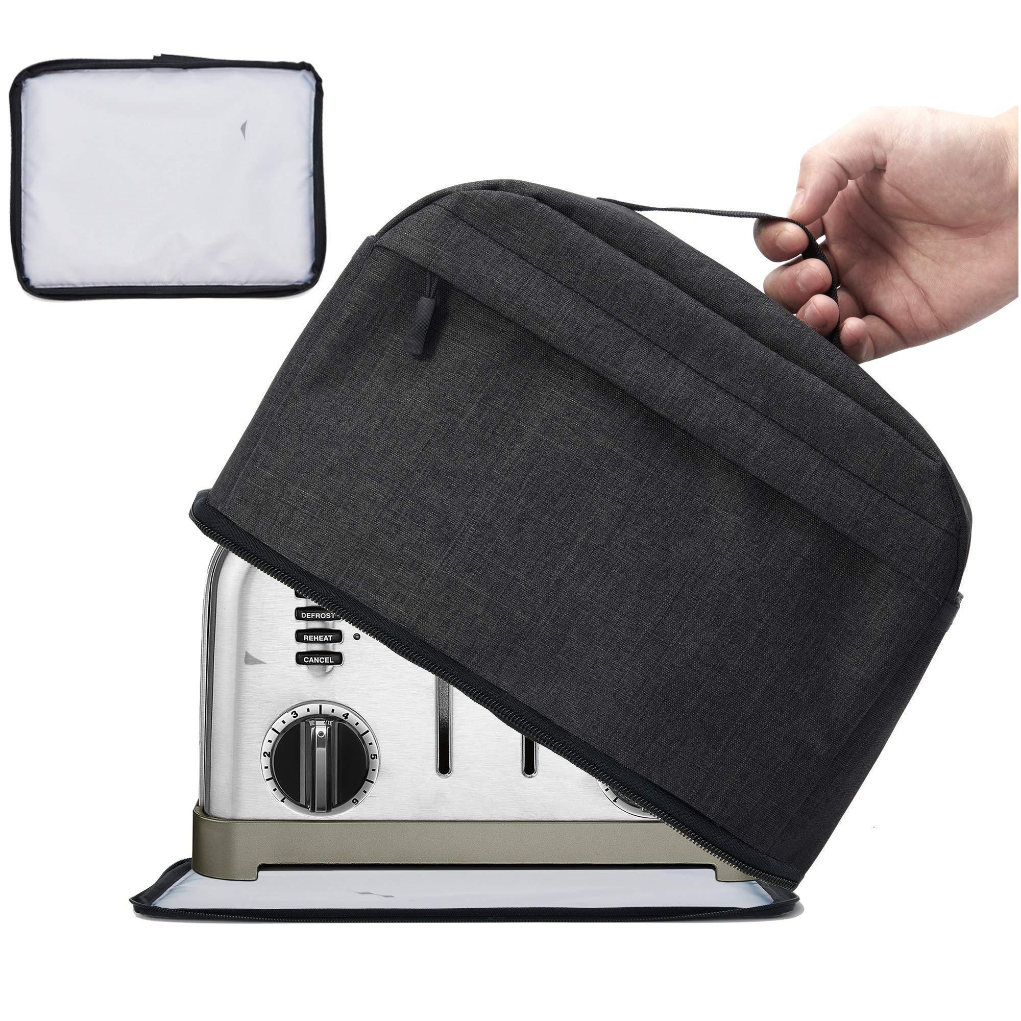 BGD vosdans 4 slice toaster cover with removable bottom 2-in-1 toaster bag with pockets toaster storage bag with handle, dust and