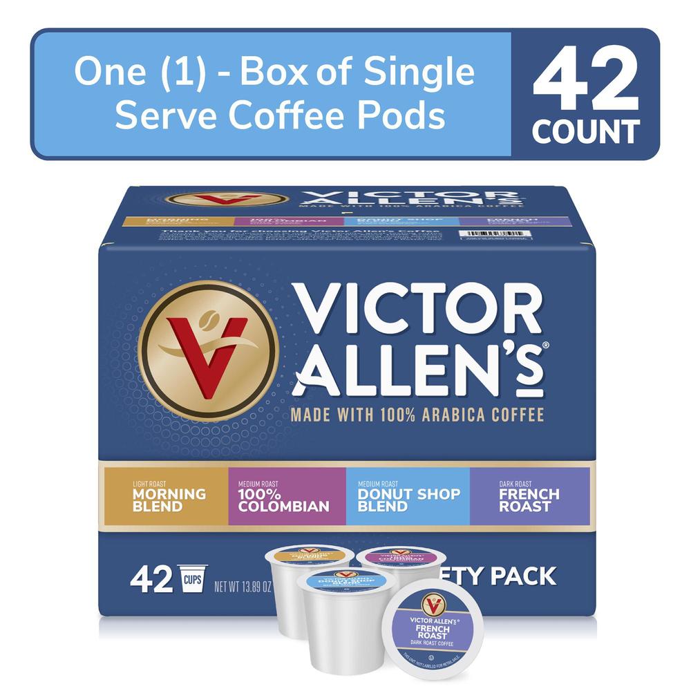 victor allen\'s coffee victor allen's coffee variety pack, light-dark roasts, 42 count, single serve coffee pods for keurig k-cup brewers