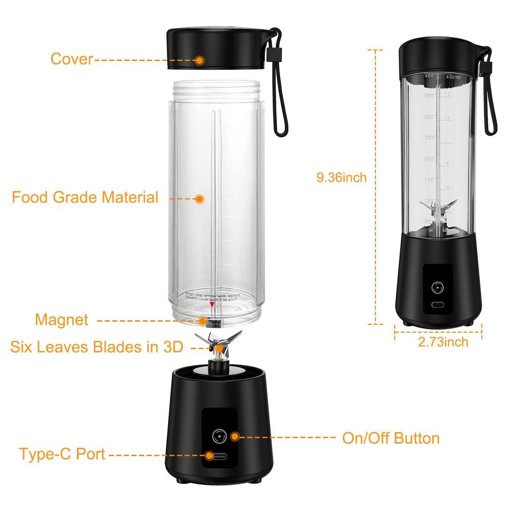 YKSINX portable blender, yksinx personal mini blender smoothies and shakes usb rechargeable juicer cup travel handheld fresh juice b