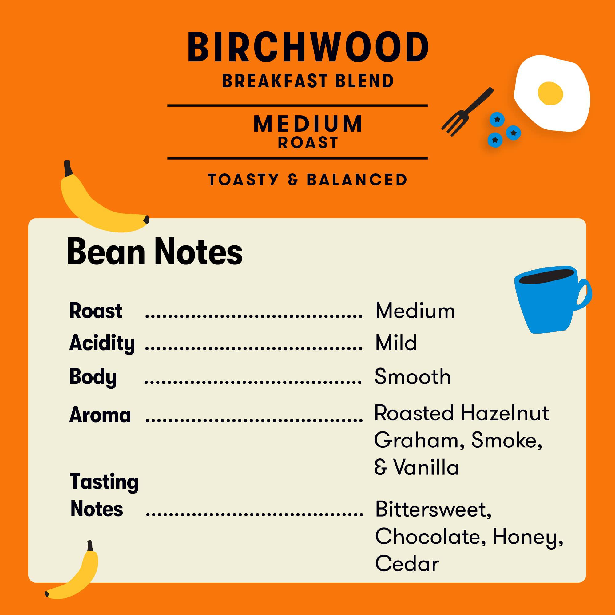 peace coffee birchwood breakfast blend | 20 oz whole bean medium roast | organic fair trade coffee |smooth, mild flavor | sum