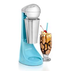 nostalgia two-speed electric milkshake maker and drink mixer, includes 16-ounce stainless steel mixing cup & rod, blue