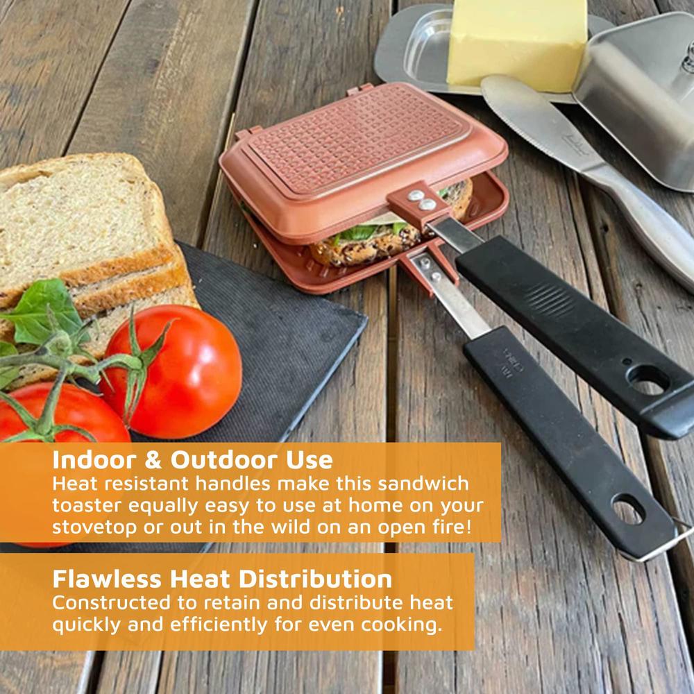 JEAN PATRIQUE toasted sandwich maker - panini press or grilled cheese maker - stove top toastie non-stick ideal for indoors and outdoors by