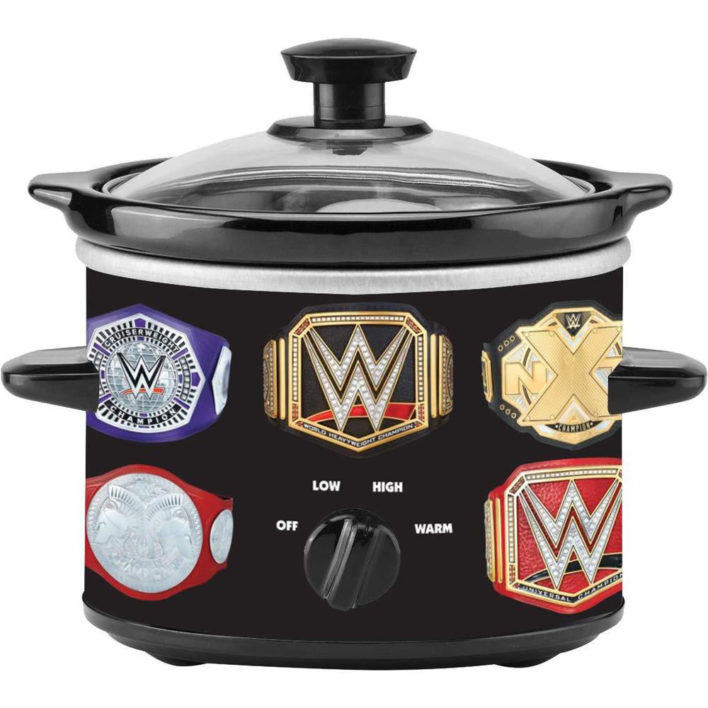 uncanny brands wwe championship belt 2 qt slow cooker- removable ceramic insert bowl