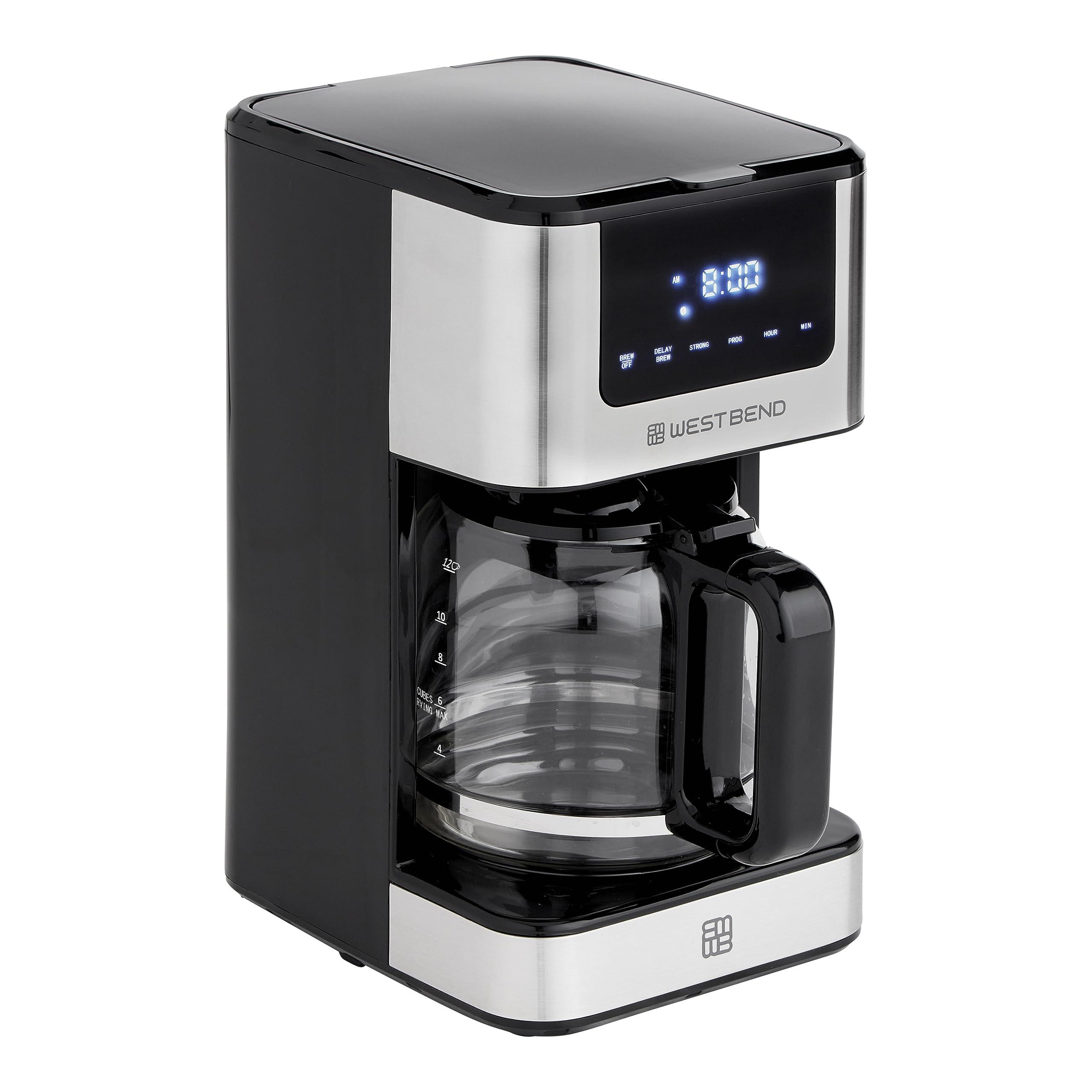 west bend drip coffee maker brews hot or iced, programmable with brew strength selector auto shut-off and 6 functions permane