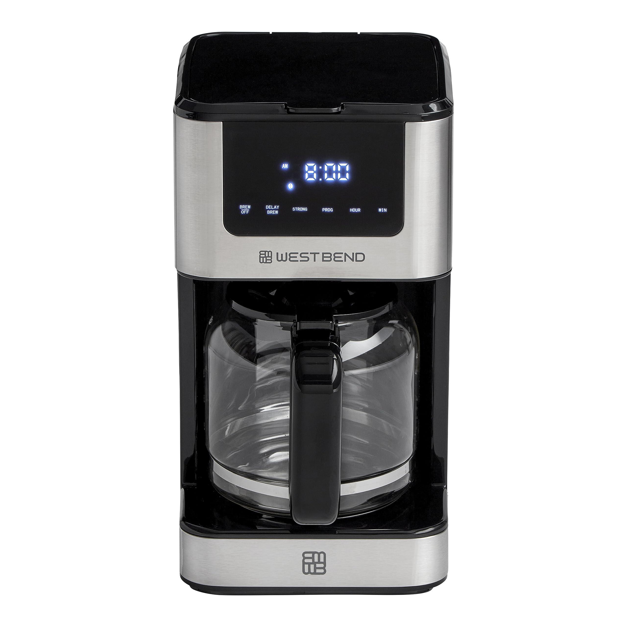 west bend drip coffee maker brews hot or iced, programmable with brew strength selector auto shut-off and 6 functions permane