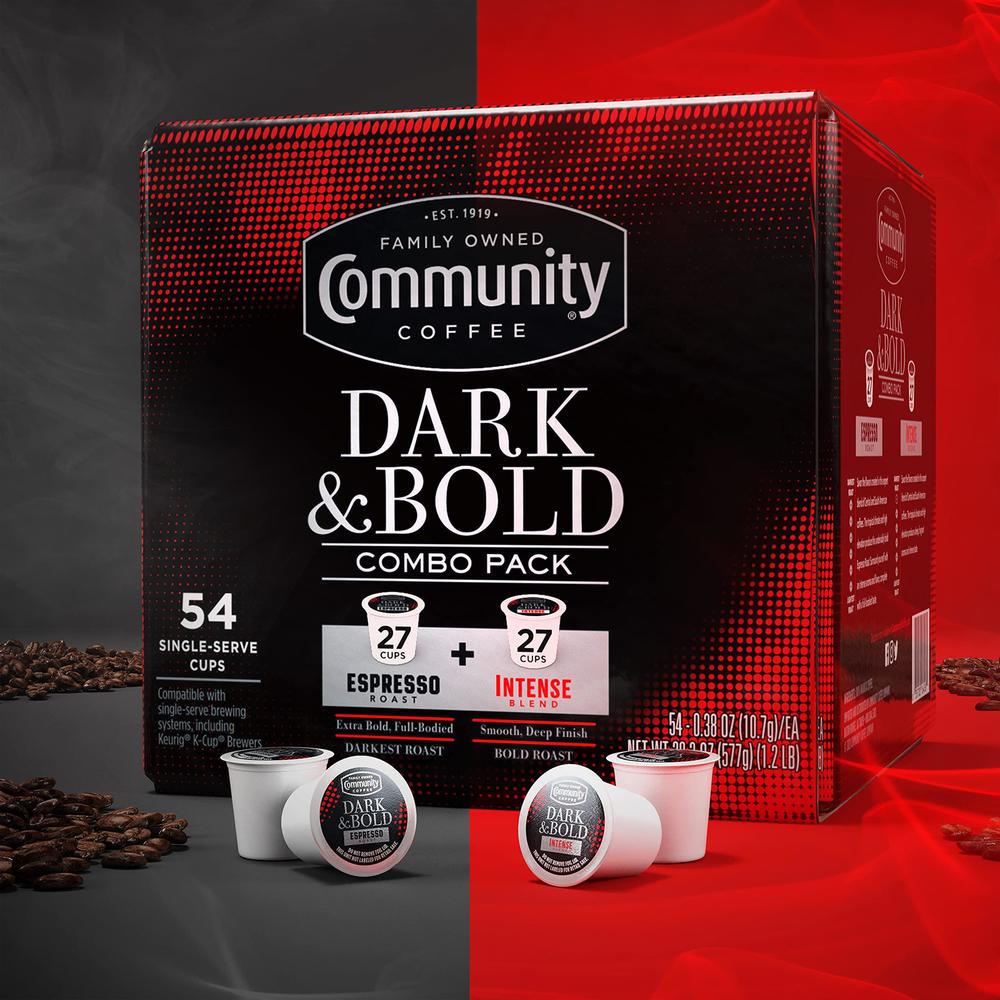 community coffee dark & bold variety 54 count coffee pods, extra dark roast compatible with keurig 2.0 k-cup brewers, 54 coun