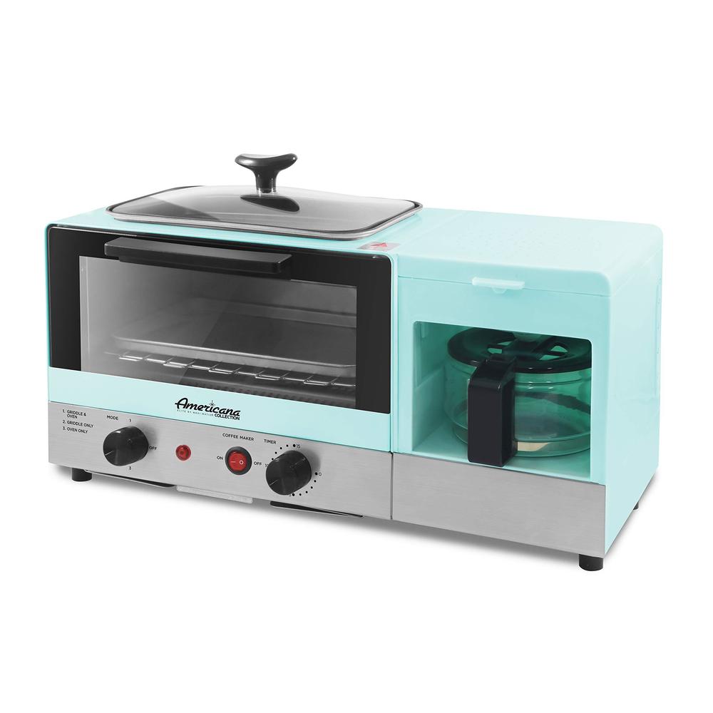 4-cup coffeemaker, 2 slice toaster oven with timer, griddle x-large, blue elite gourmet americana 2 slice, 9.5" griddle with glass lid, 3-in-1 breakfast center station, 4-cup coffeemaker, toaster ove