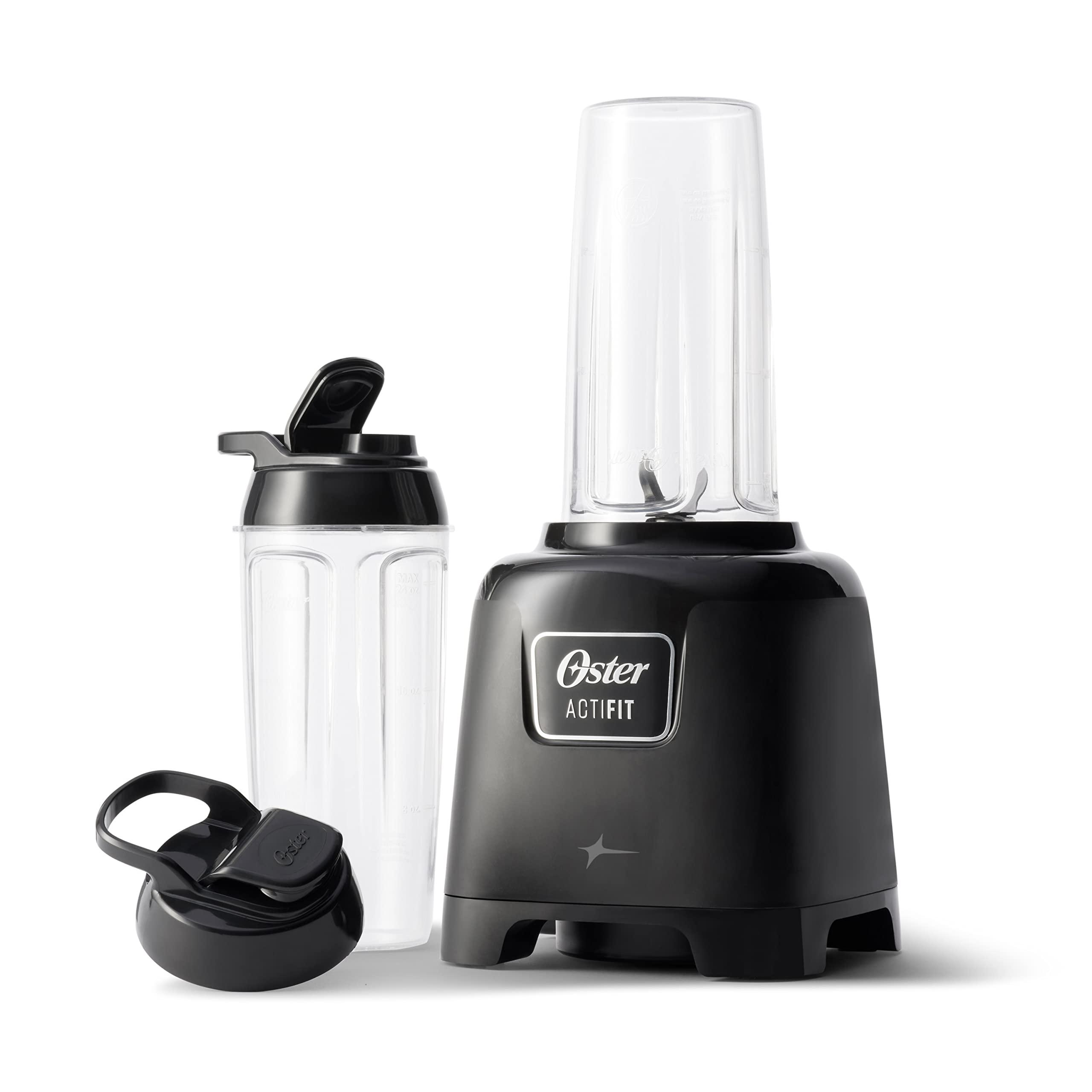 oster personal blender for shakes, smoothies, and single serve portable cups with 2 20-ounce on-the-go spill proof cups and l