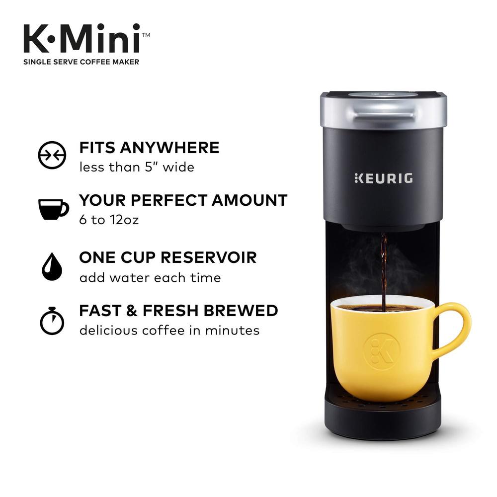 keurig k-mini coffee maker, single serve k-cup pod coffee brewer, 6 to 12 oz. brew sizes, black (renewed)