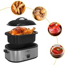 sunvivi electric roaster, 18 quart roasting oven with self-basting lid removable pan, turkey roaster oven with 150 to 450f te
