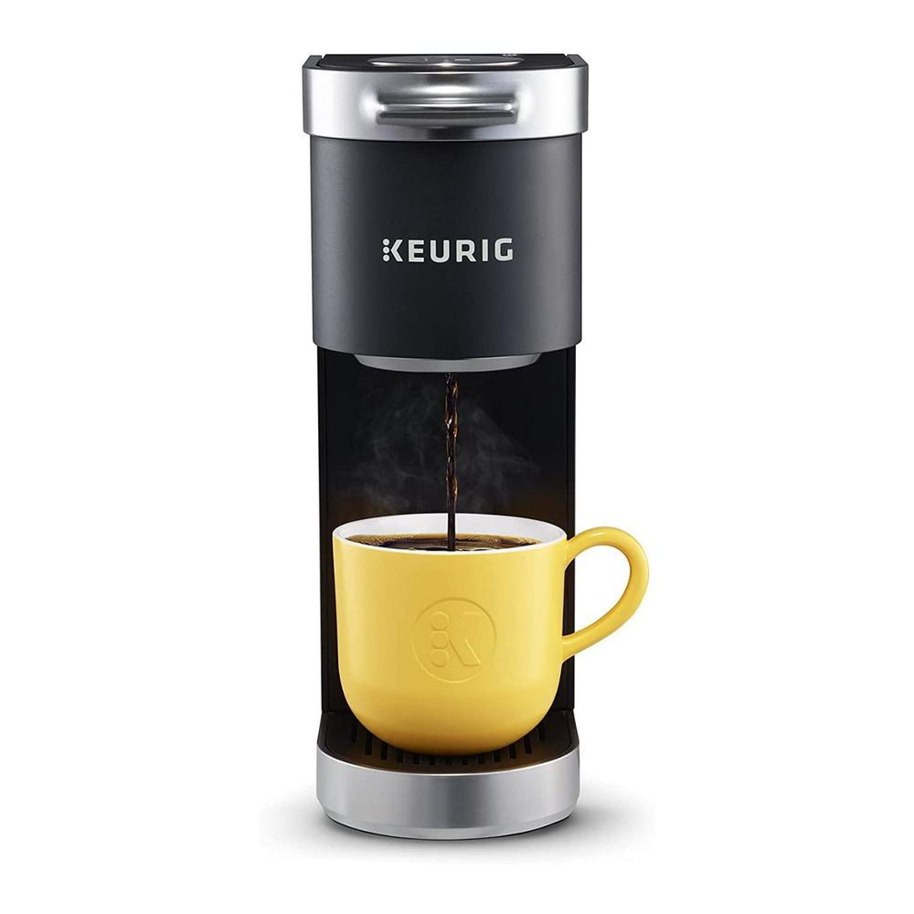 keurig k-mini plus single serve k-cup pod coffee maker, with 6 to 12oz brew size, stores up to 9 pods, travel mug friendly, m