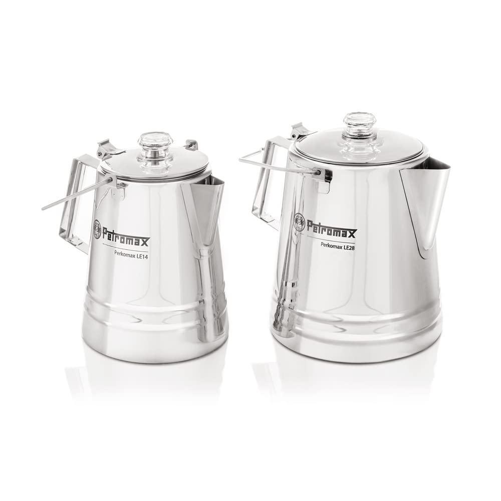 petromax tea and coffee percolator, use indoor/outdoors for home kitchen or campfire, stainless steel coffee and tea pot brew