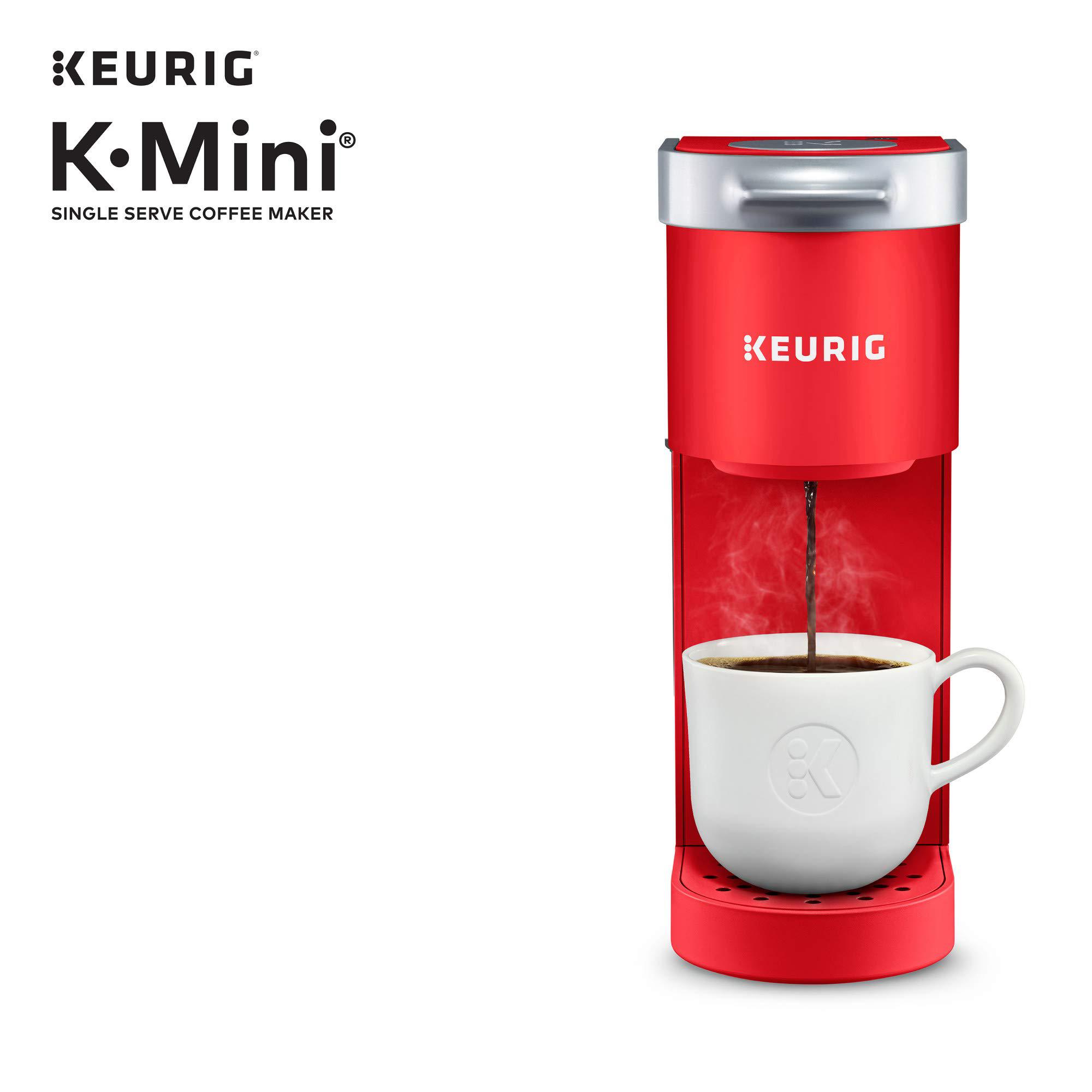 keurig k-mini coffee maker, single serve k-cup pod coffee brewer, 6 to 12 oz. brew sizes, poppy red (renewed)