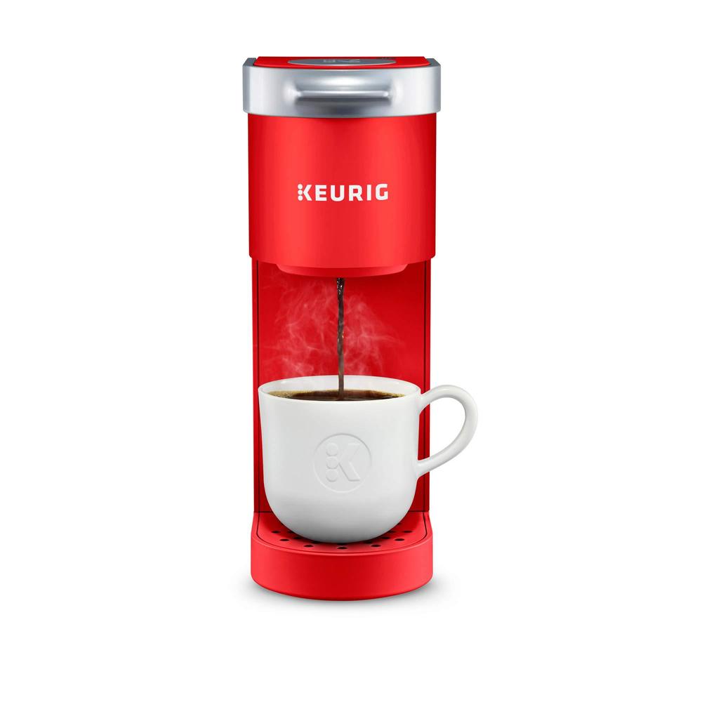 keurig k-mini coffee maker, single serve k-cup pod coffee brewer, 6 to 12 oz. brew sizes, poppy red (renewed)