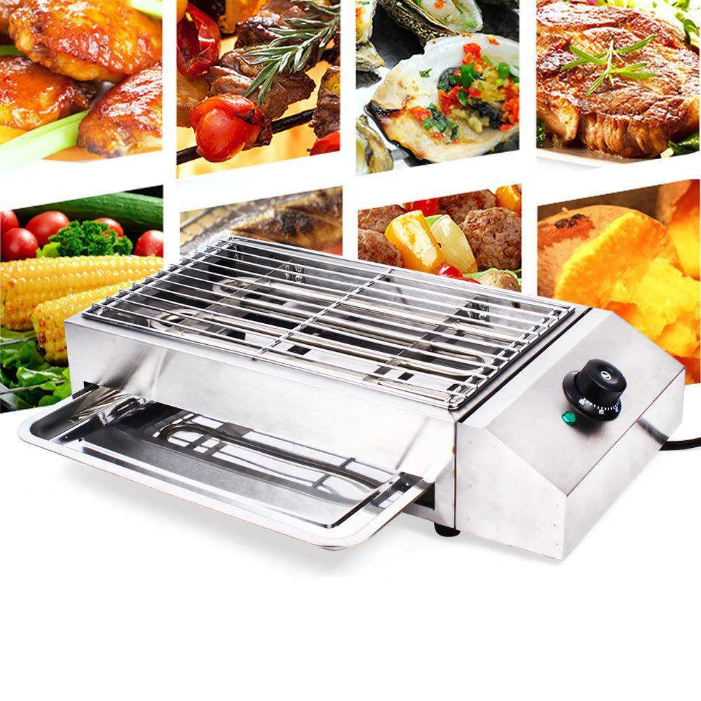 loyalheartdy 110v electric grill, 1800w stainless steel electric indoor searing grill party grill electric bbq grill electric cooking gril