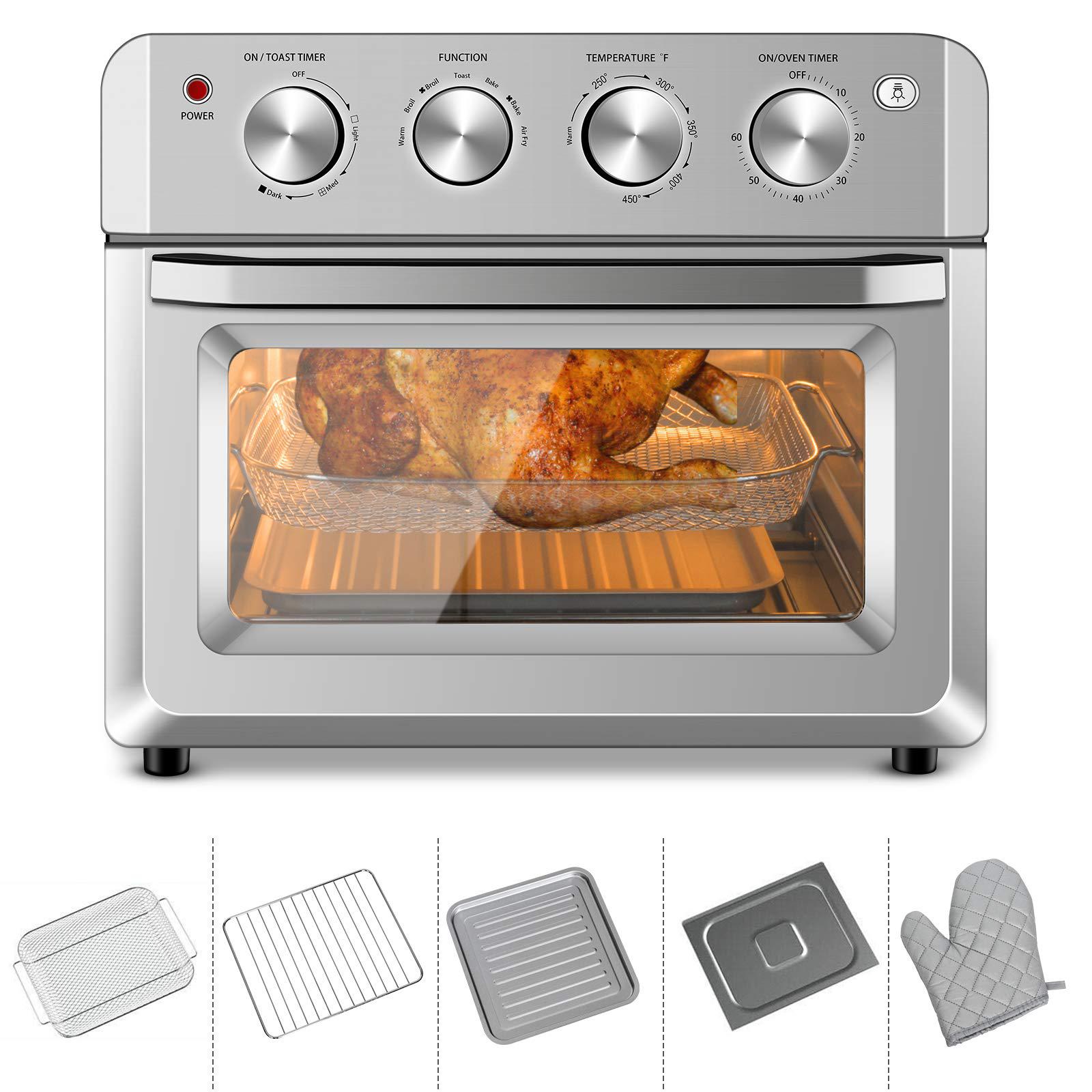 mat expert 7 in 1 convection air toaster oven, 1550w 19 qt countertop oven toast cooker w/1-60 min timer, 250-450f temp contr