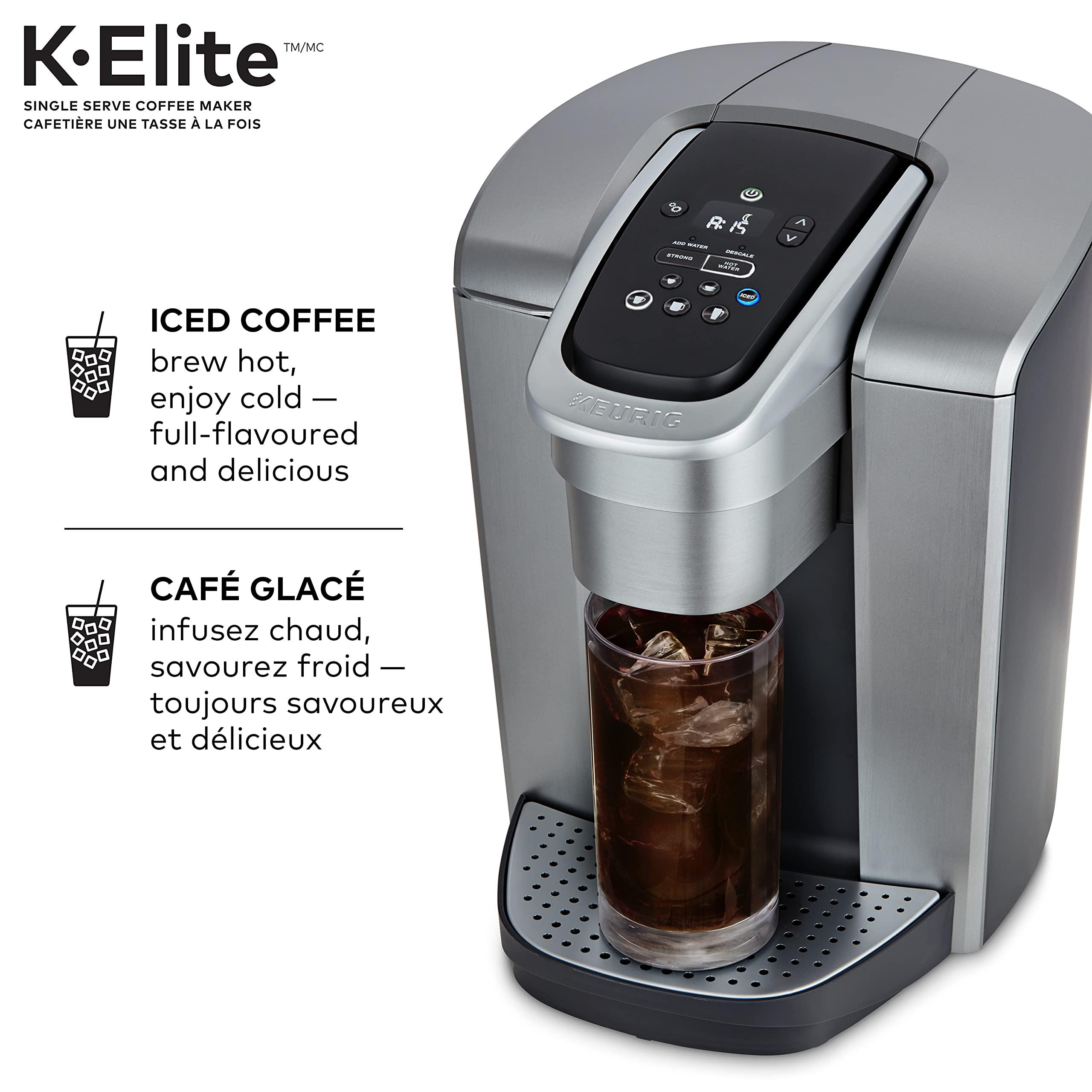 keurig k-elite single serve k-cup pod programmable coffeemaker (brushed silver)