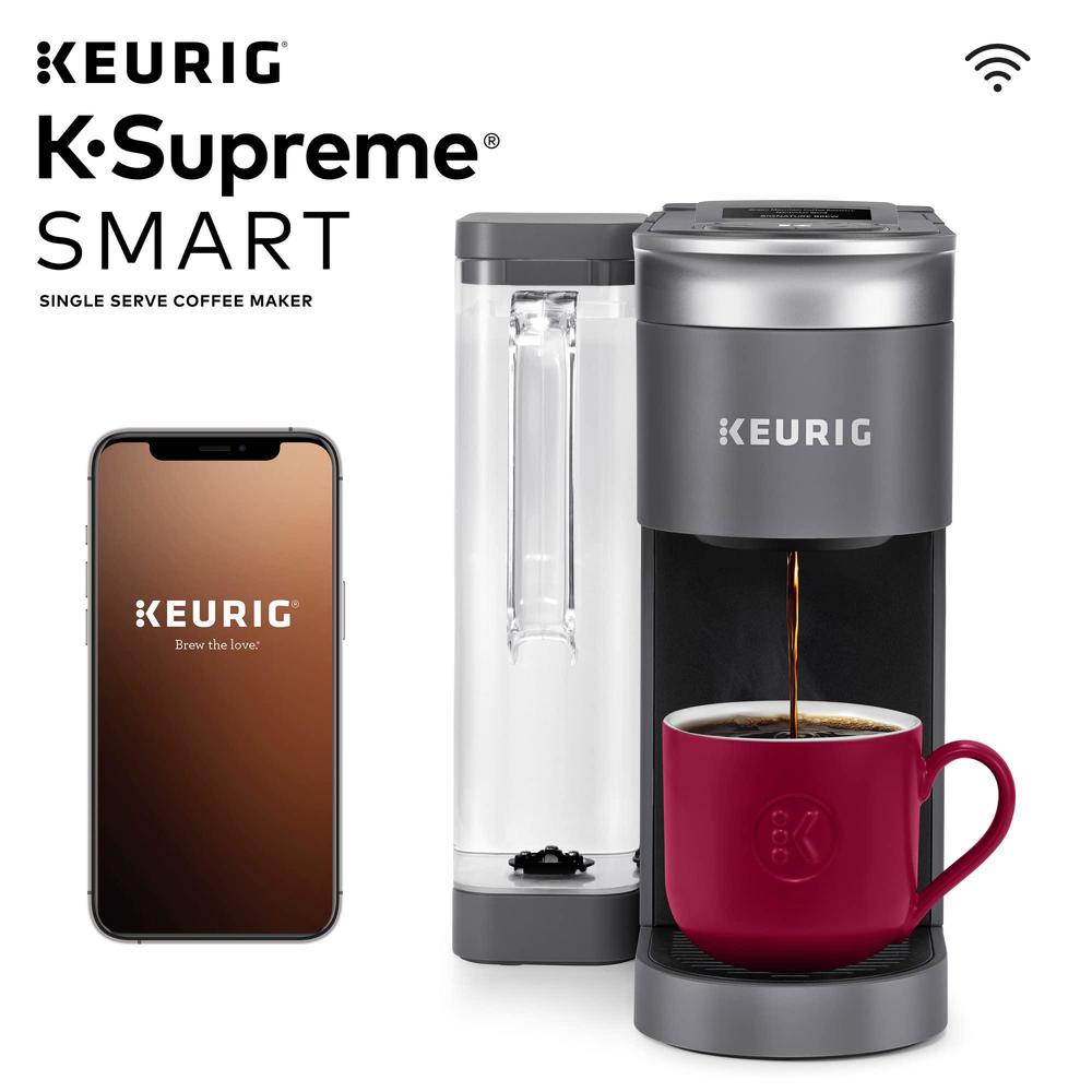 keurig k-supreme smart coffee maker, multistream technology, brews 6-12oz cup sizes, gray