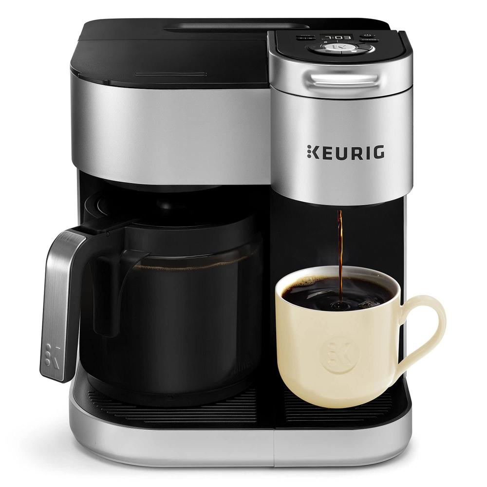 keurig k-duo special edition single serve k-cup pod & carafe coffee maker, silver