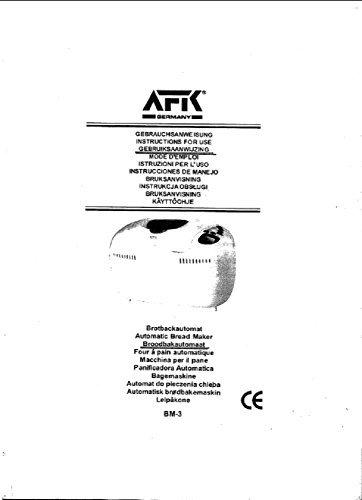AFK instruction manual for afk germany bread machine maker instruction manual (model: bm2n) reprint