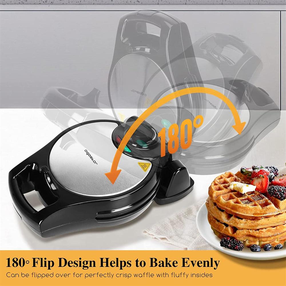 aigostar belgian waffle maker thick 1.2", 8 inch flip waffle irons with non stick surface, 900w stuffed waflera electrica wit