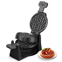 FOHERE waffle maker, belgian waffle maker iron 180 flip double waffle, 8 slices, rotating & nonstick plates, removable drip tray, co