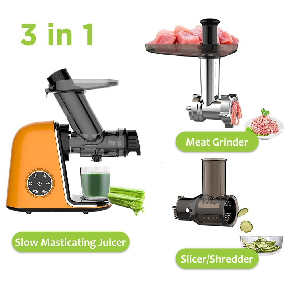 qisebin slow juicer masticating juicer machine, juicers whole fruit & vegetable with dual-stage quiet motor & reverse functio