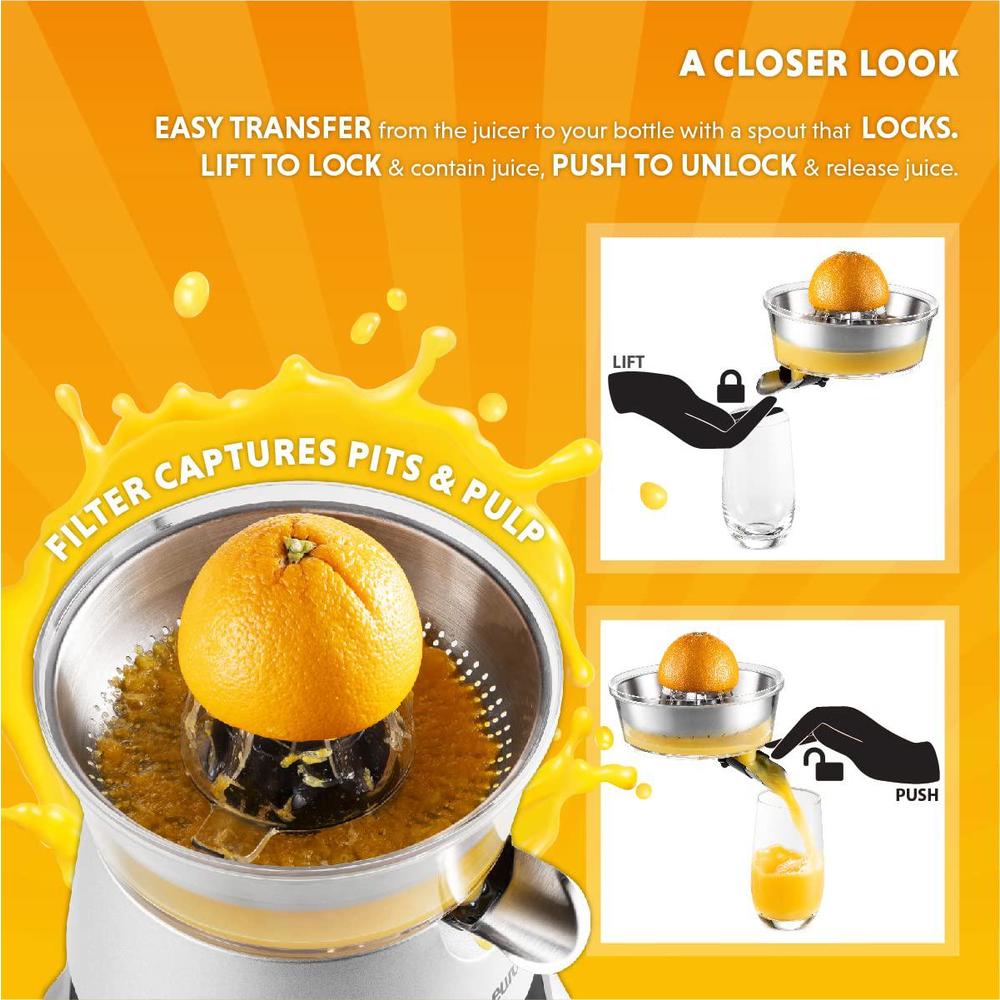 eurolux electric citrus juicer power pro - elcj-3000 - with 300 watts of power, this is the most powerful juicer, for an easy