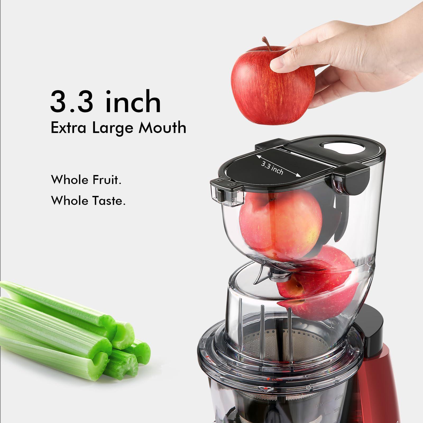 sifene cold press juicer machines with big 3.3 inch chute, slow juicer extractor maker for whole fruits and vegetables, bpa-f