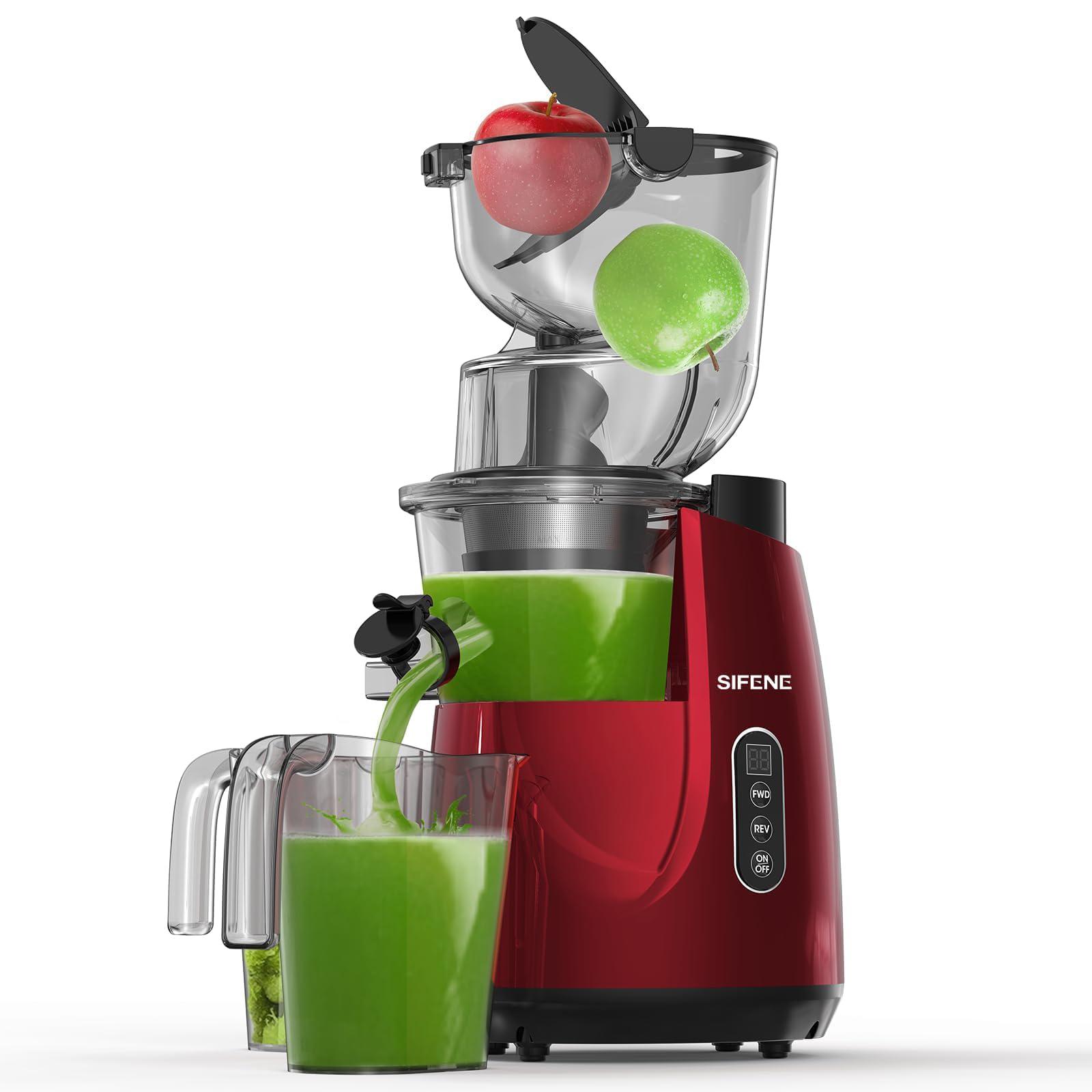 sifene cold press juicer machines with big 3.3 inch chute, slow juicer extractor maker for whole fruits and vegetables, bpa-f