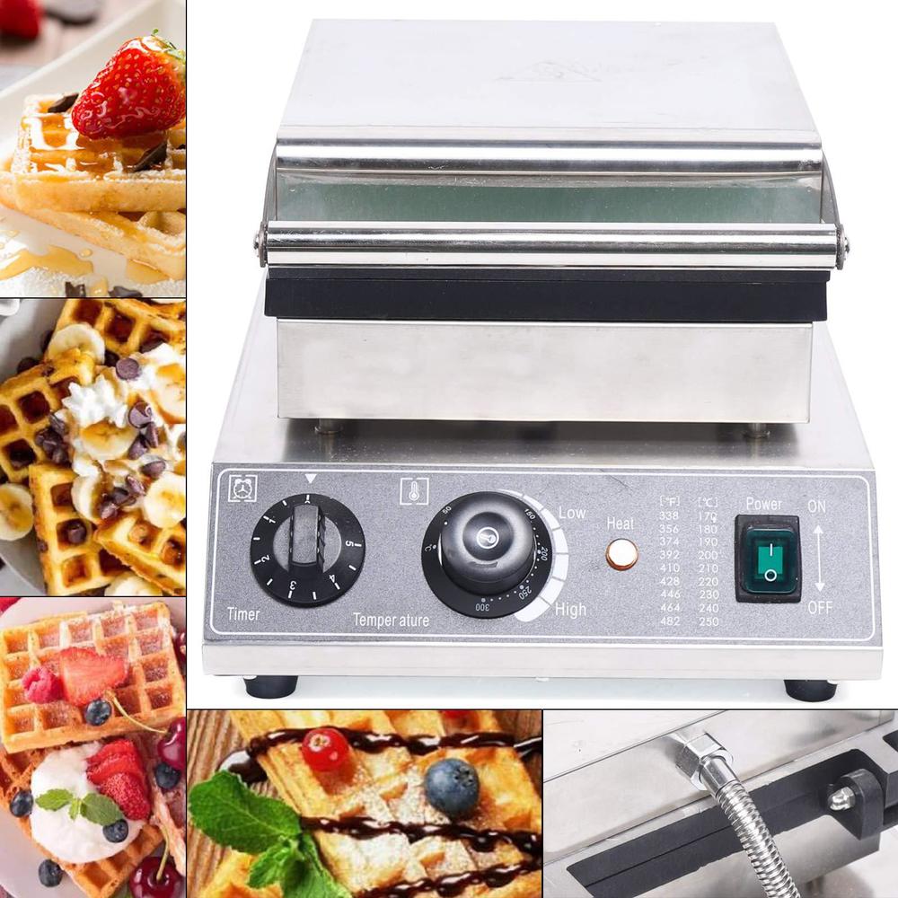 loyalheartdy commercial waffle maker, 110v 1500w 6pcs rectangle waffle maker machine nonstick temperature and time control square waffle m