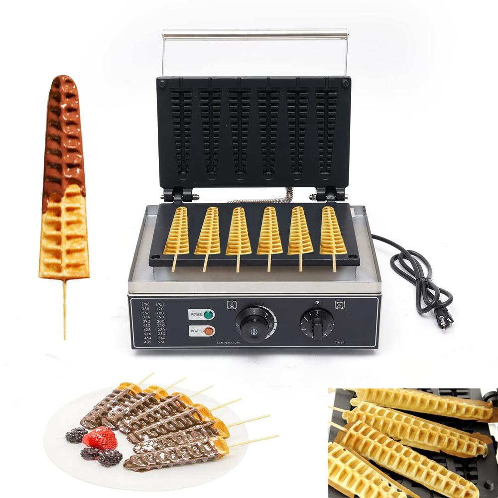 NG NOPTEG commercial electric nonstick stick waffle maker machine, 110 v 1500w 6 grids crispy baking corn dog waffles for bakeries, res