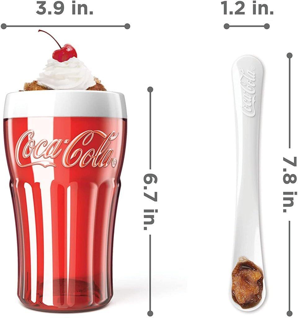 zoku coca-cola float & slushy maker, retro make and serve cup with freezer core creates single-serving smoothies, slushies an