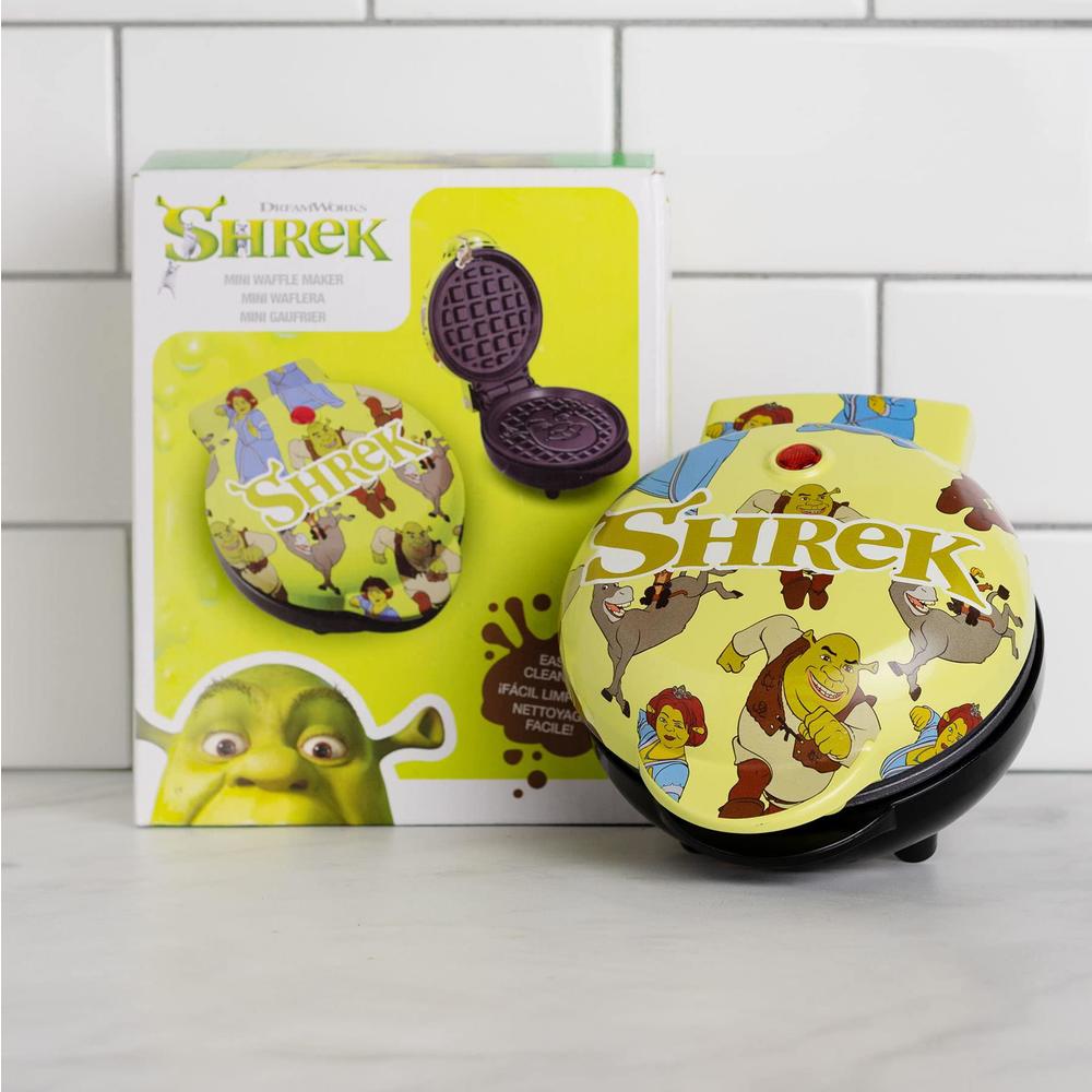 uncanny brands shrek mini waffle maker - kitchen appliance