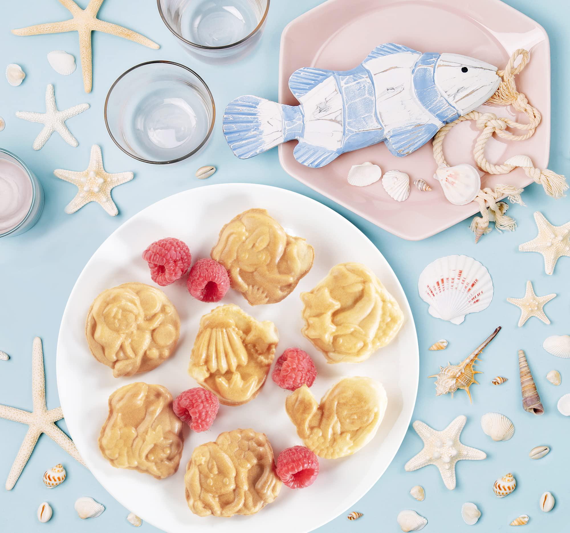 Waffle Wow! mermaid waffle maker, fun easter gift for kids- create 7 different mermaid shaped waffles in minutes - a fun, cool under the 
