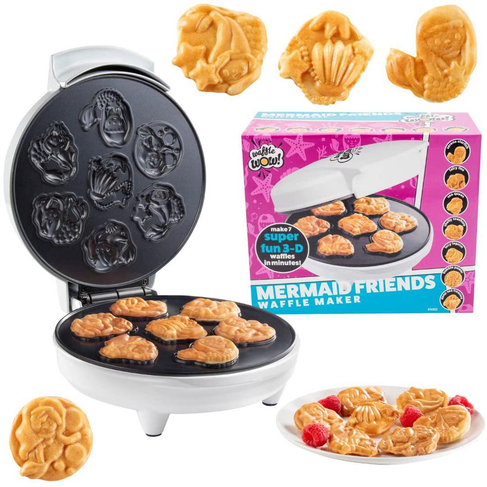 Waffle Wow! mermaid waffle maker, fun easter gift for kids- create 7 different mermaid shaped waffles in minutes - a fun, cool under the 