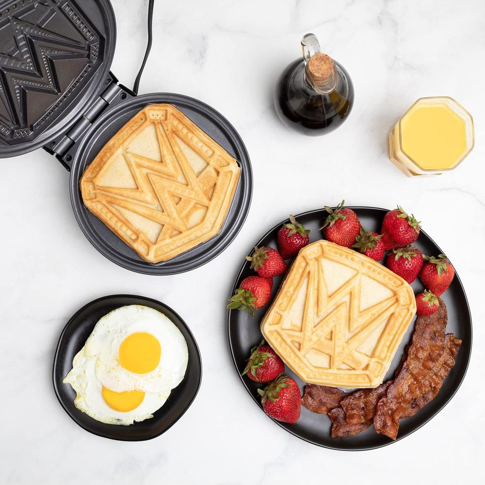 uncanny brands wwe championship belt waffle maker- start your breakfast like a champion- waffle iron