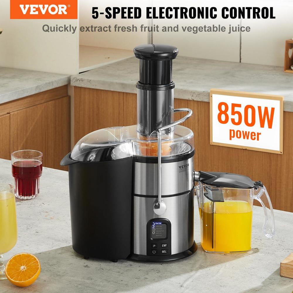 vevor juicer machine, 850w motor centrifugal juice extractor, easy clean centrifugal juicers, big mouth large 3" feed chute f