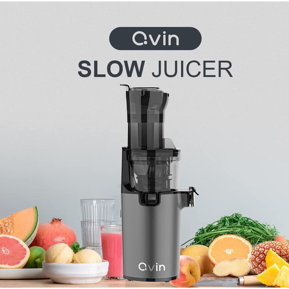 Qvin cold press juicer, qvin slow masticating juicer machines with 3 big wide chute, nutrient electric juicer machines vegetable a