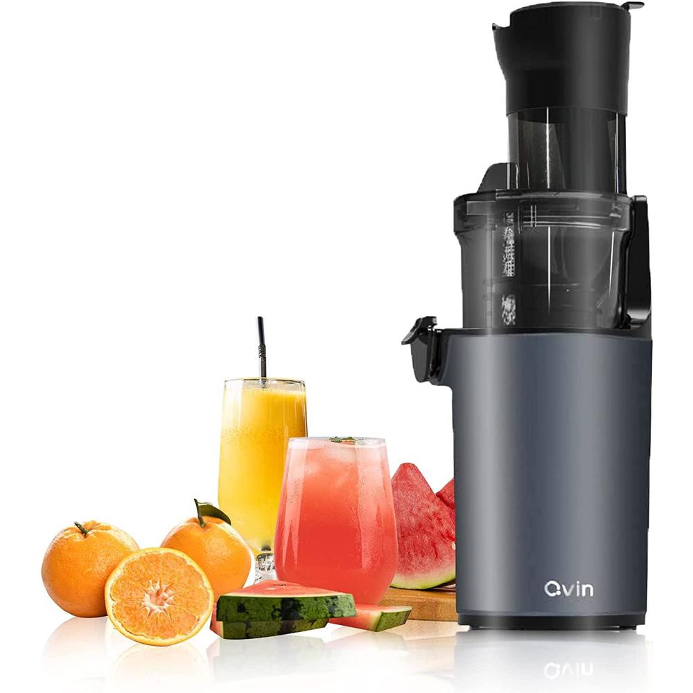 Qvin cold press juicer, qvin slow masticating juicer machines with 3 big wide chute, nutrient electric juicer machines vegetable a