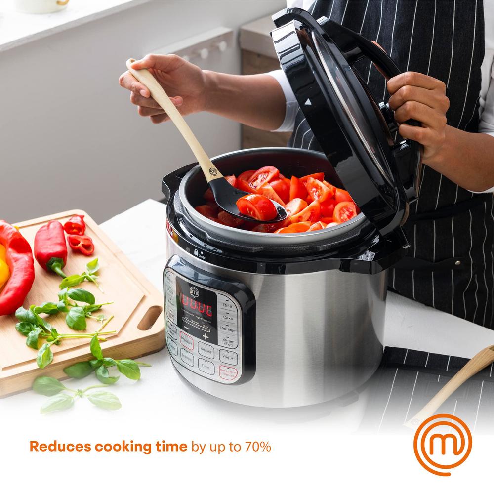 masterchef electric pressure cooker 10 in 1 instapot multicooker 6 qt, slow cooker, vegetable steamer, rice maker, digital pr
