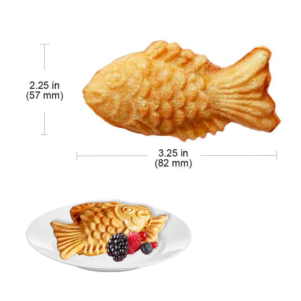 aldkitchen taiyaki waffle iron | fish-shaped waffle maker | stainless steel | nonstick | 110v (6 small fish)