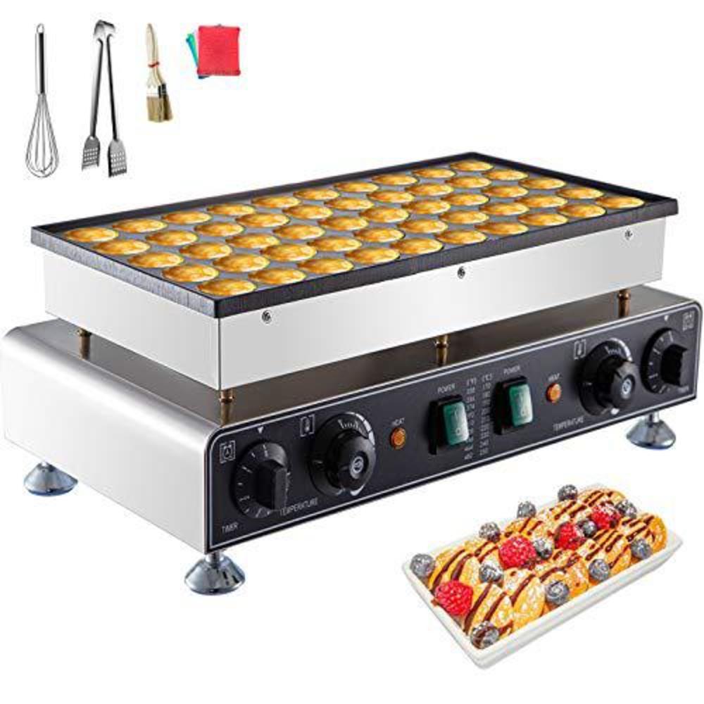 vevor 110v mini dutch pancake baker, 50pcs 1700w commercial electric nonstick waffle maker machine, 1.8 inches pancake maker 