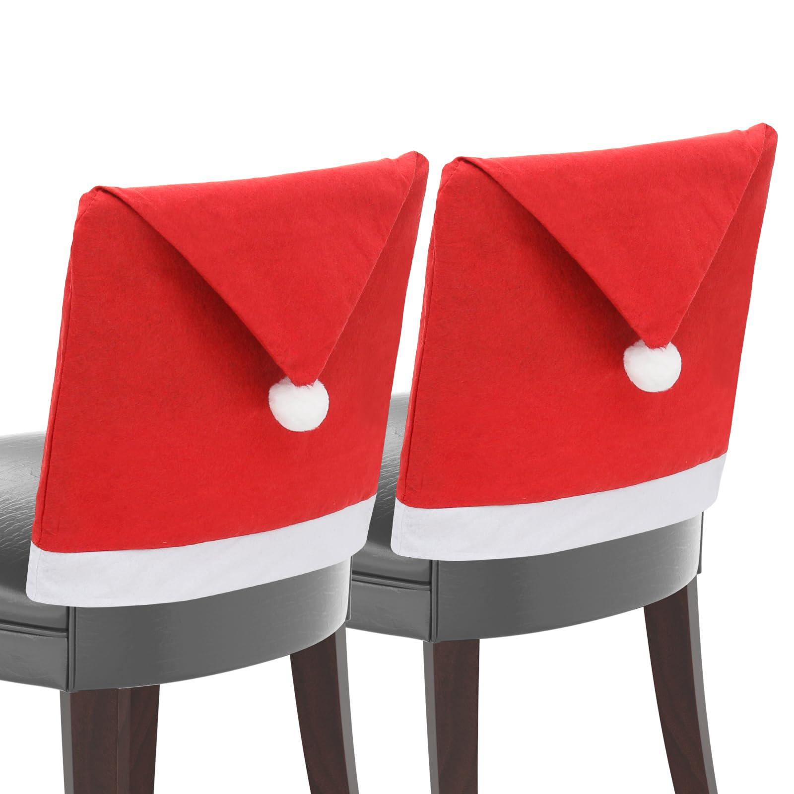 monibloom 2-pieces christmas chair cover, red non-woven fabric xmas chair back covers, christmas decorations chair slipcovers
