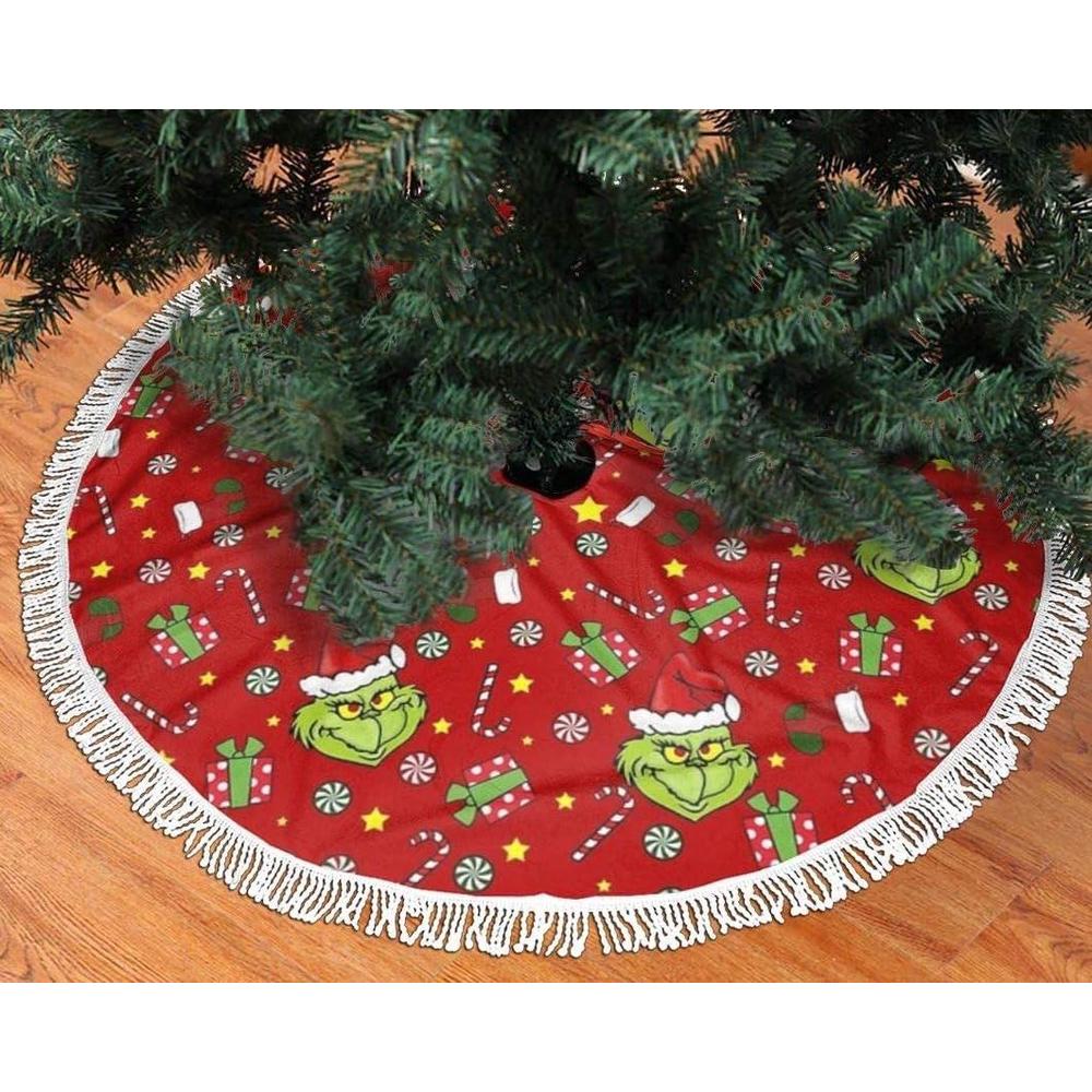 Jolly Jon grinch tree skirt 48 inch - grinch christmas decorations grinch decor - grinch christmas tree skirt 48 inches - the grinch ch