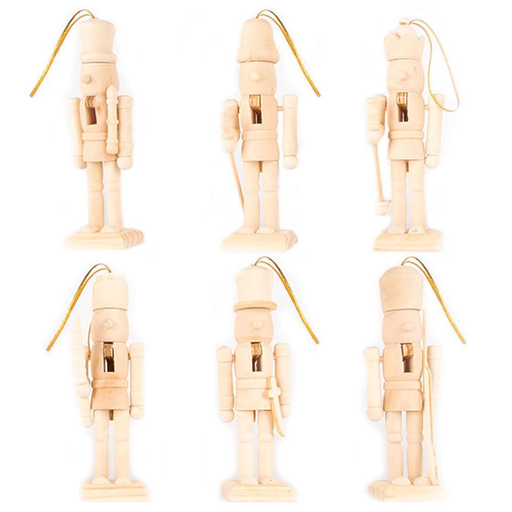 andaz press set of 6 assorted christmas unfinished wooden nutcracker figurines, blank diy paint your own nutcracker kit, chri